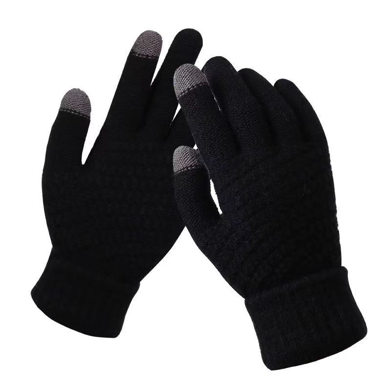 Touch Screen Gloves Warm Winter Women Men Full Finger Outdoor Cycling Classical Knit Mittens Wool D 8
