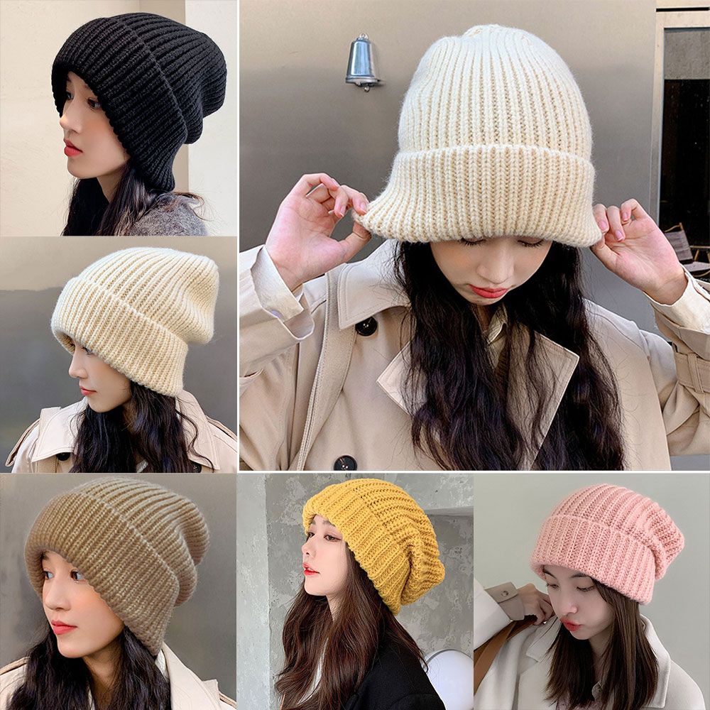 Fashion Winter Warm Hats for Women Casual Stacking Knitted Bonnet Caps Men Hats Solid Color Hip Hop Unisex Female Beanies