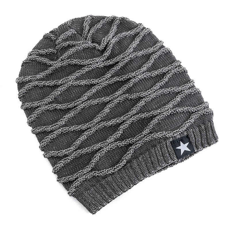 Warm Unisex Slouchy Winter Hats Fur Lined Beanie Cap Men And Women Casual Fivepointed Star Decor Kn 1