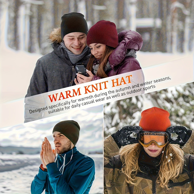 Unisex Soft Warm Winter Knitted Beanie Hat, Windproof Outdoor Sports Cap, Breathable Running, Hiking, Cycling