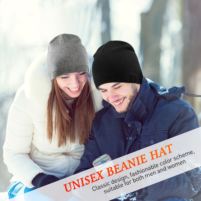 Unisex Soft Warm Winter Knitted Beanie Hat, Windproof Outdoor Sports Cap, Breathable Running, Hiking, Cycling