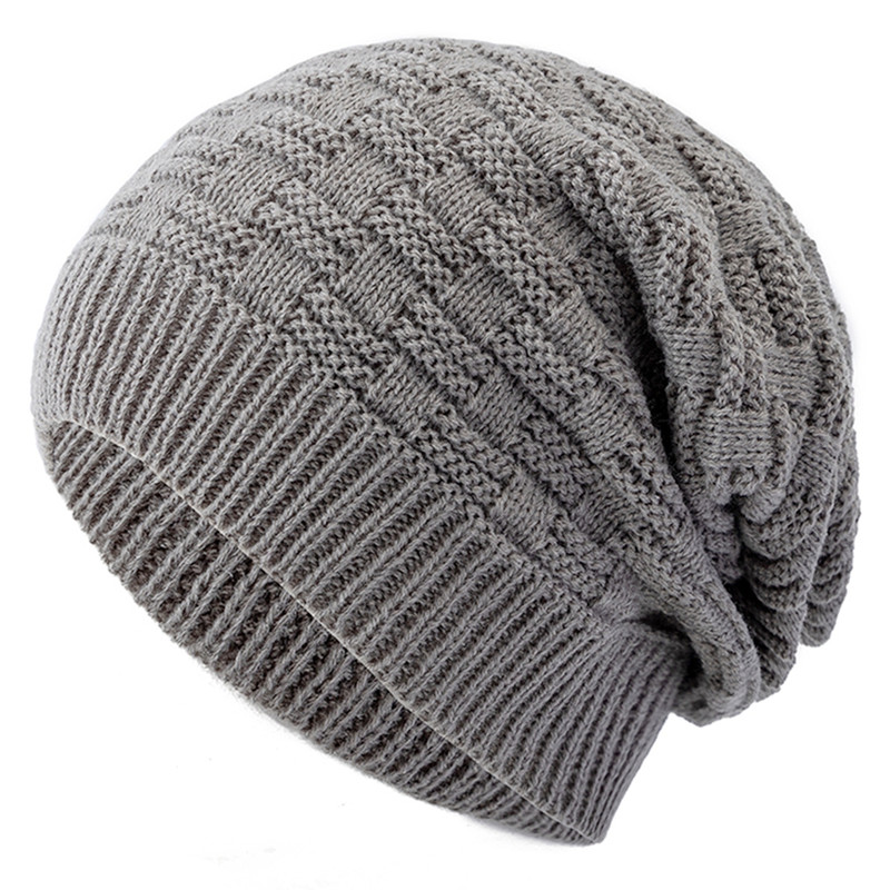 Long Size Knitted Cap New Unisex Winter Hat Solid Bonnet Cap For Men And Women Casual Beanies 0