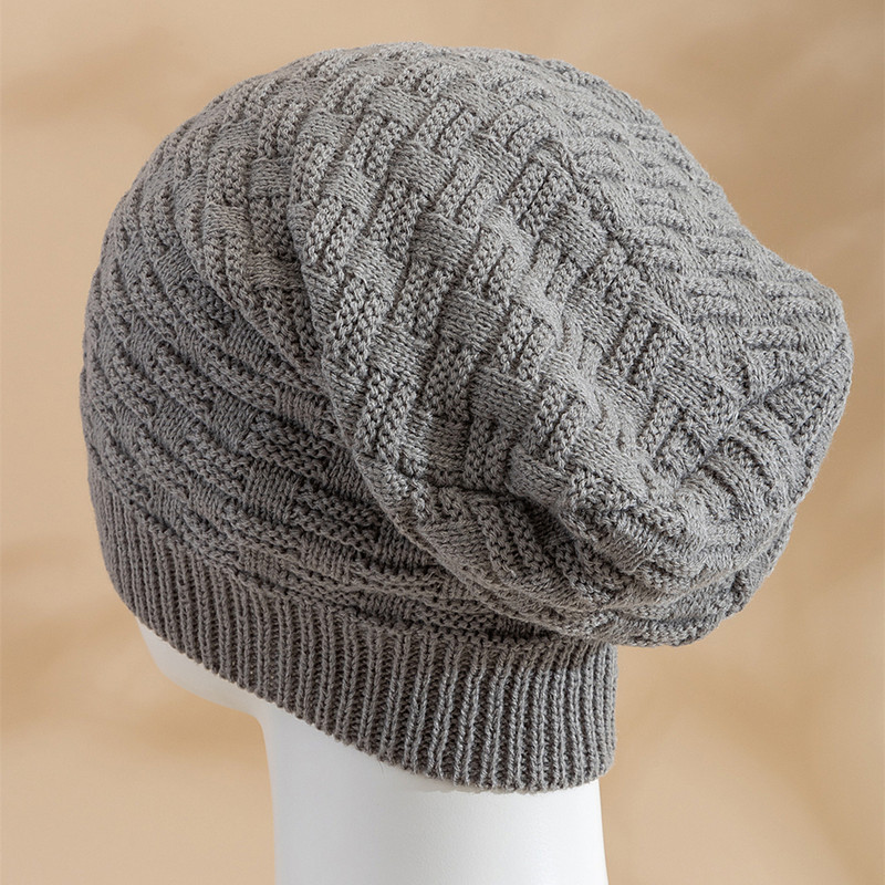 Long Size Knitted Cap New Unisex Winter Hat Solid Bonnet Cap For Men And Women Casual Beanies 2
