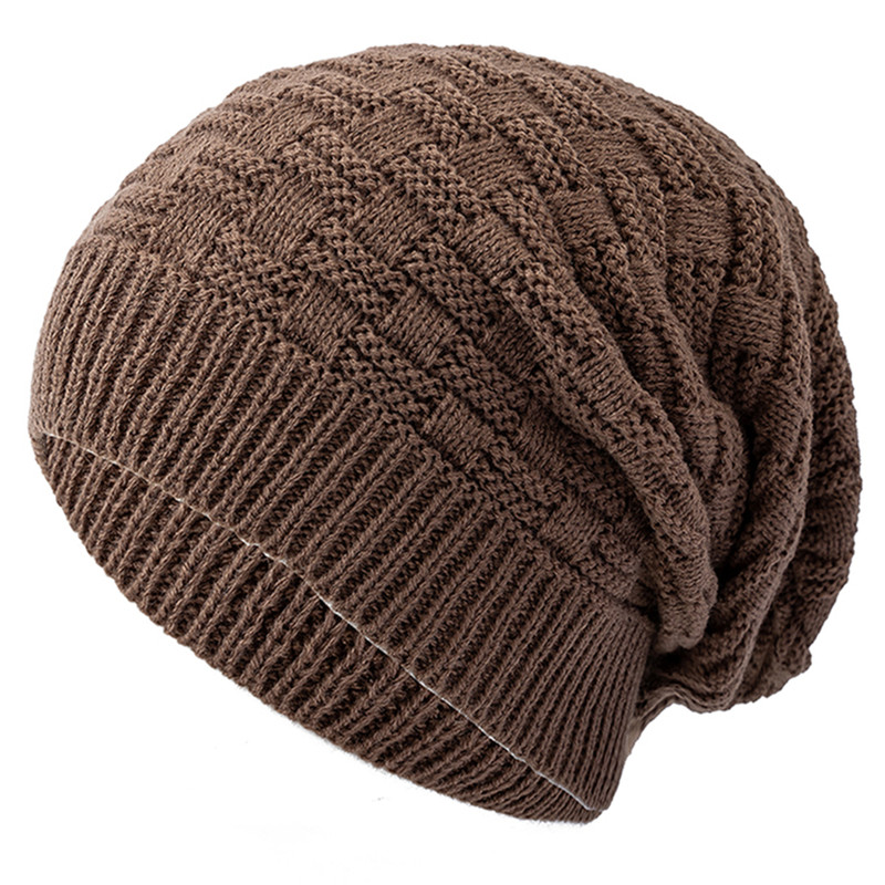 Long Size Knitted Cap New Unisex Winter Hat Solid Bonnet Cap For Men And Women Casual Beanies 6