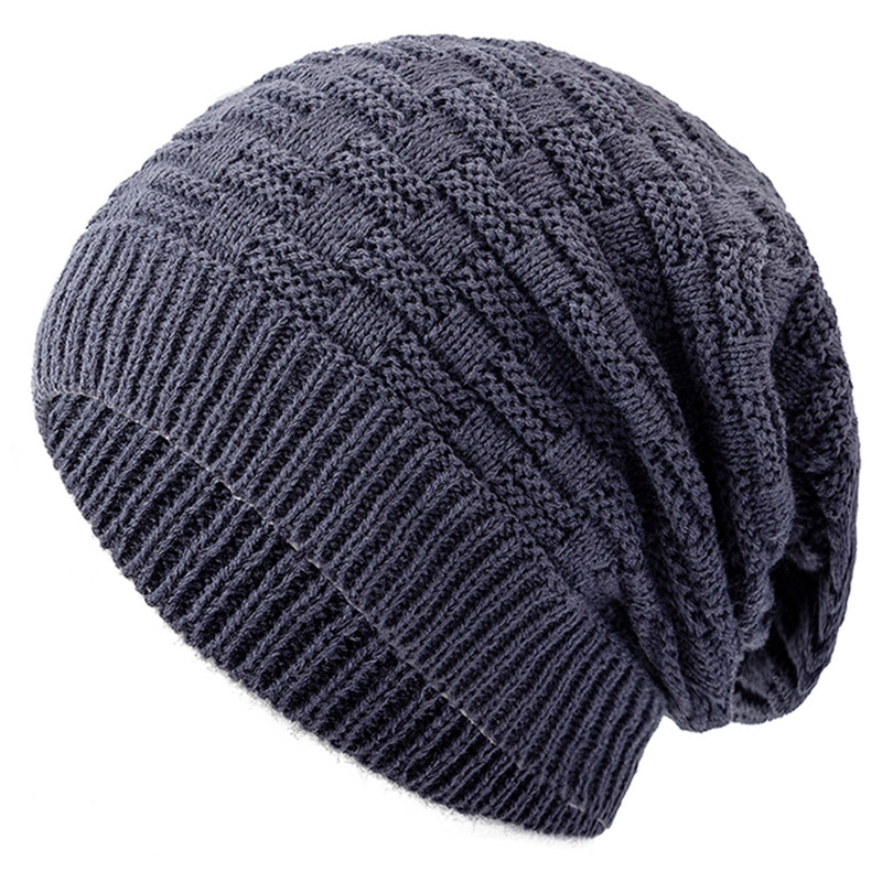 Long Size Knitted Cap New Unisex Winter Hat Solid Bonnet Cap For Men And Women Casual Beanies 8
