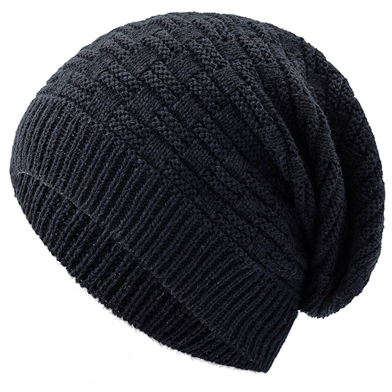 Long Size Knitted Cap New Unisex Winter Hat Solid Bonnet Cap For Men And Women Casual Beanies 9