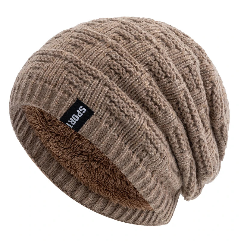 Plush Fur Lined Hats For Men Women, Unisex Fashion Beanie Hat, Solid Ski Sports Winter Cap, Keep Warm Knitted Hat