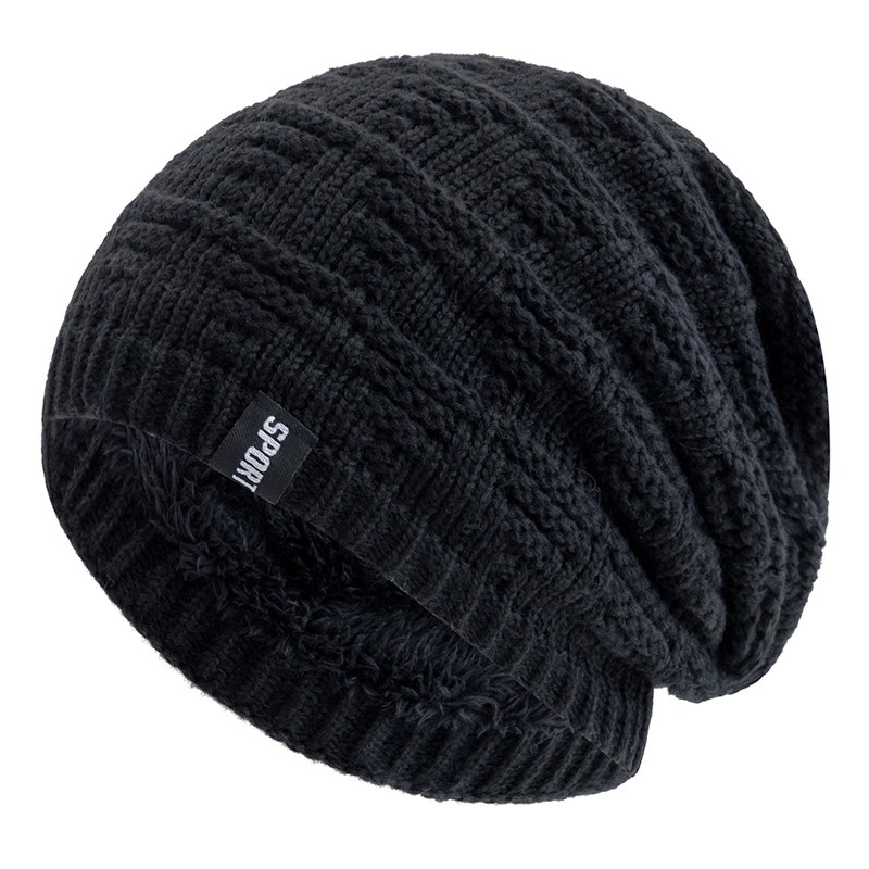 Plush Fur Lined Hats For Men Women, Unisex Fashion Beanie Hat, Solid Ski Sports Winter Cap, Keep Warm Knitted Hat