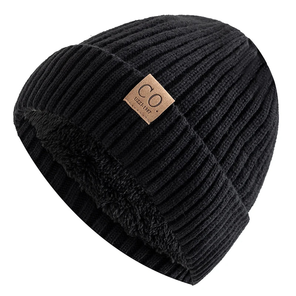 Warm Beanie Cap Casual, New Unisex Two-Tone Winter Hat, Men And Women Fashion, Fur Lined Winter Knitted Hats