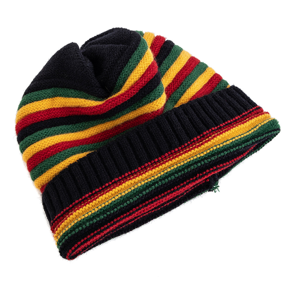 Winter Hats Keep Warm Beanie New Women Slouchy Casual Knitted Cap Striped Design 1
