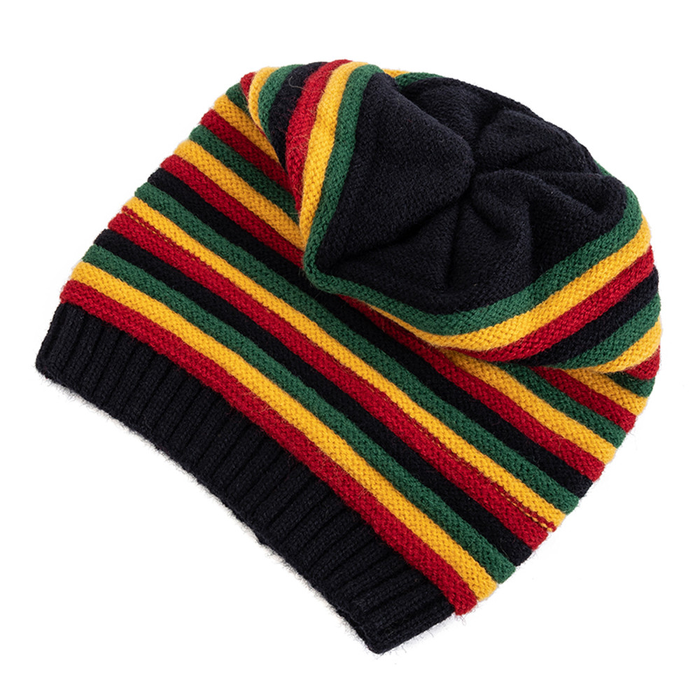 Winter Hats Keep Warm Beanie New Women Slouchy Casual Knitted Cap Striped Design 2