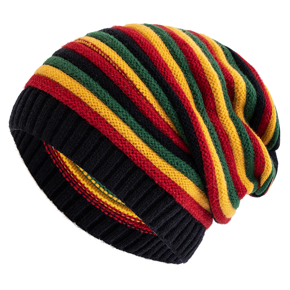 Winter Hats Keep Warm Beanie New Women Slouchy Casual Knitted Cap Striped Design 6