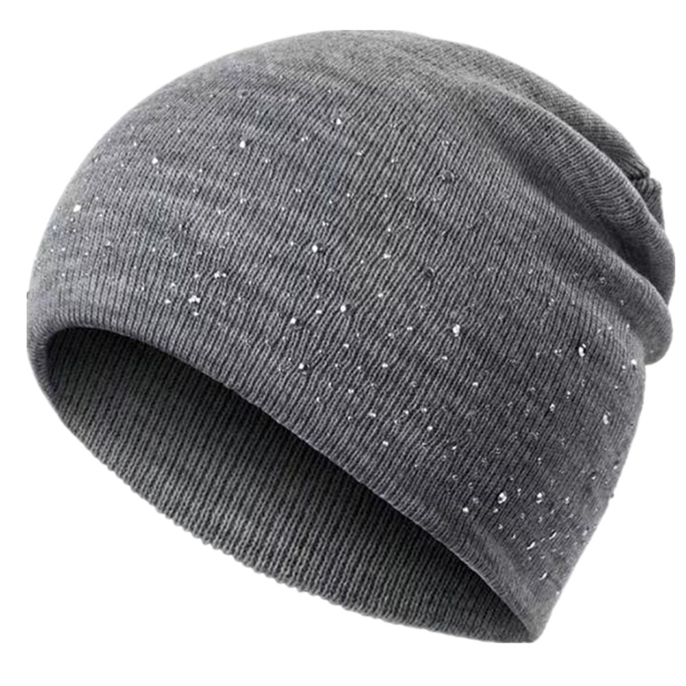 Fall Hat Stylish Shiny Rhinestone Decor Women Casual Winter Outdoor Streetwear Knitted Beanie 5
