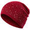 Fall Hat Stylish Shiny Rhinestone Decor Women Casual Winter Outdoor Streetwear Knitted Beanie 9