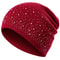 Fall Hat Stylish Shiny Rhinestone Decor Women Casual Winter Outdoor Streetwear Knitted Beanie 9