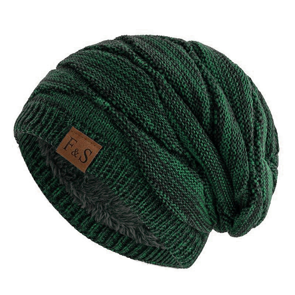 Warm Fleece Lined Beanie Cap New Unisex Slouchy Winter Hats Men Women Casual Label Decor 10