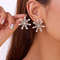 Pearl Zircon Stud Earrings For Women Exquisite Christmas Snowflake Jewelry Crystal Dangle Piercing 7