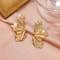 Gold Flower Petal Earrings Vintage Textured Metal Studs For Women Elegant Fashion Jewelry Party And 5