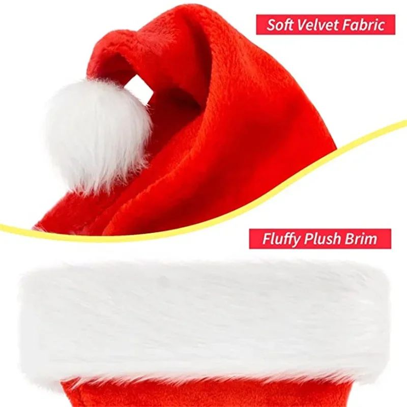 Santa Claus Red Short Plush Hat High Quality Christmas Xmas Soft Hat Merry Noel Decor Gift Happy Ne 2