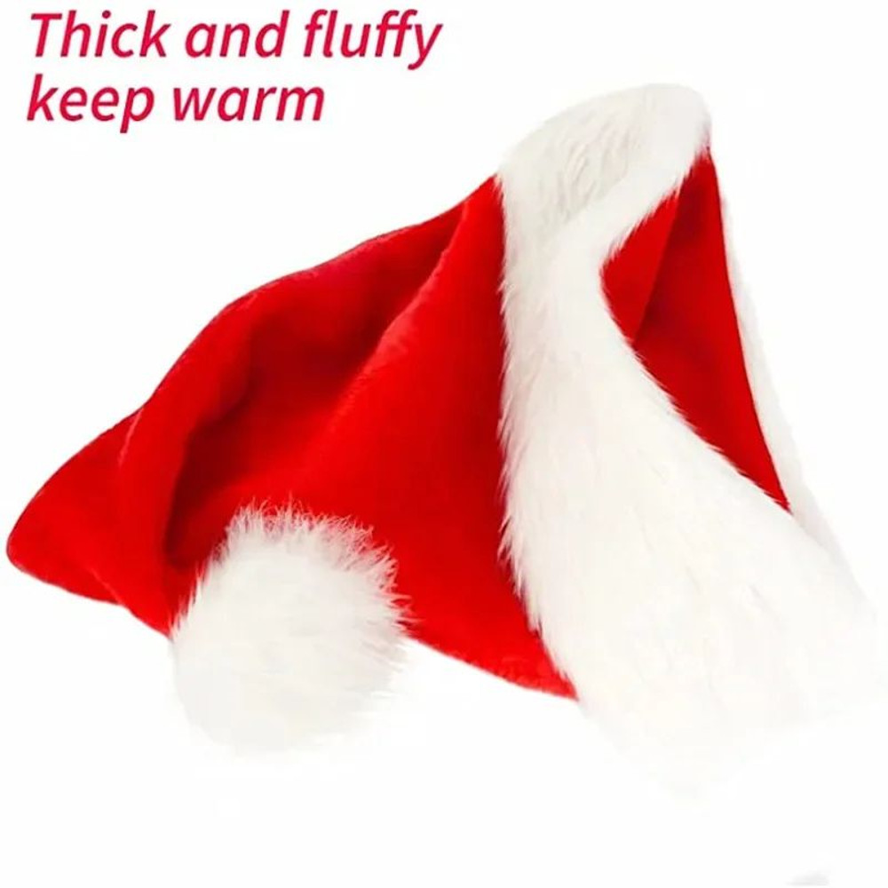 Santa Claus Red Short Plush Hat High Quality Christmas Xmas Soft Hat Merry Noel Decor Gift Happy Ne 4
