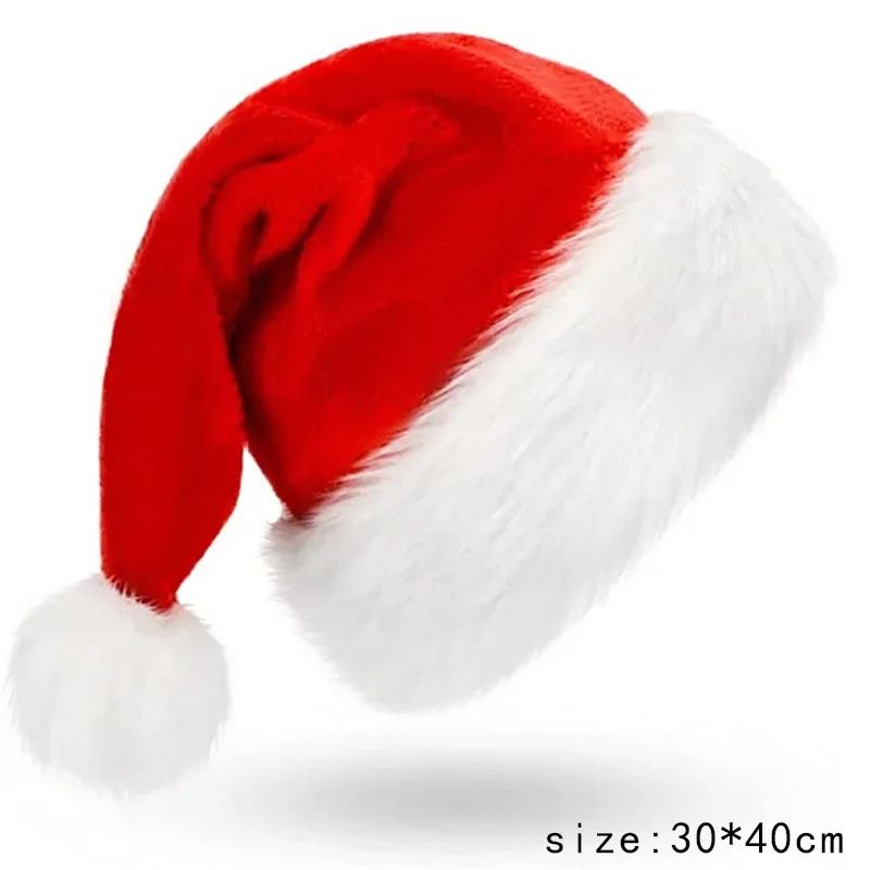 Santa Claus Red Short Plush Hat High Quality Christmas Xmas Soft Hat Merry Noel Decor Gift Happy Ne 5