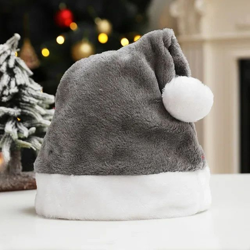 Santa Claus Red Short Plush Hat High Quality Christmas Xmas Soft Hat Merry Noel Decor Gift Happy Ne 10