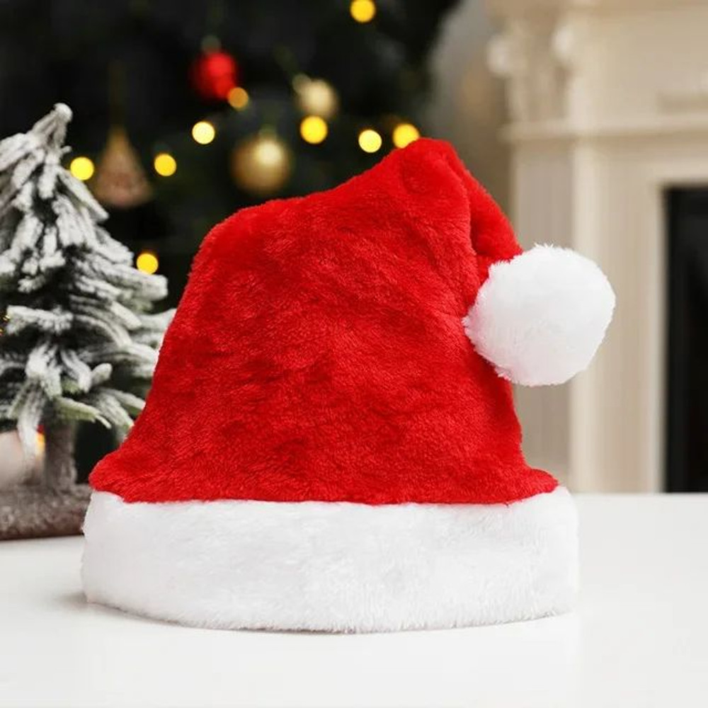 Santa Claus Red Short Plush Hat High Quality Christmas Xmas Soft Hat Merry Noel Decor Gift Happy Ne 13