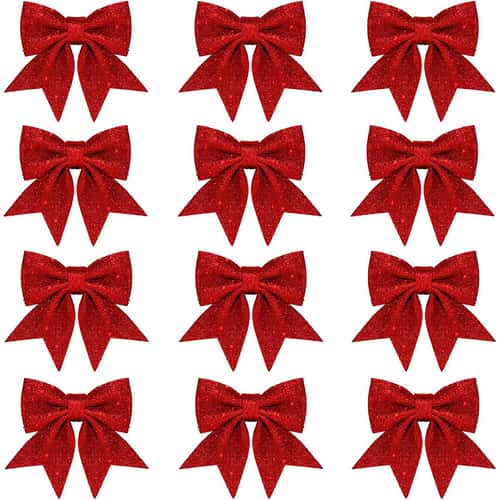 Glitter Bows Christmas Tree, Bowknot Ornaments, Party Xmas Decoration, Home Happy New Year Navidad Decoration