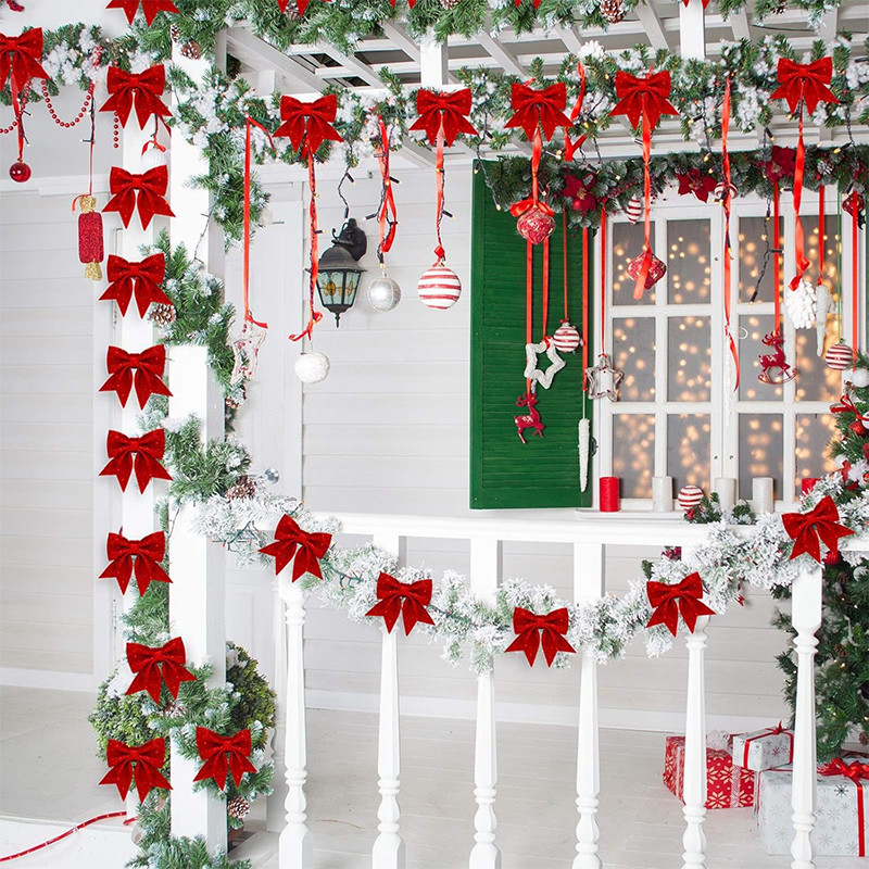 Glitter Bows Christmas Tree, Bowknot Ornaments, Party Xmas Decoration, Home Happy New Year Navidad Decoration