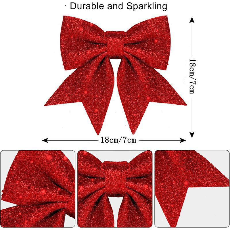 Glitter Bows Christmas Tree, Bowknot Ornaments, Party Xmas Decoration, Home Happy New Year Navidad Decoration
