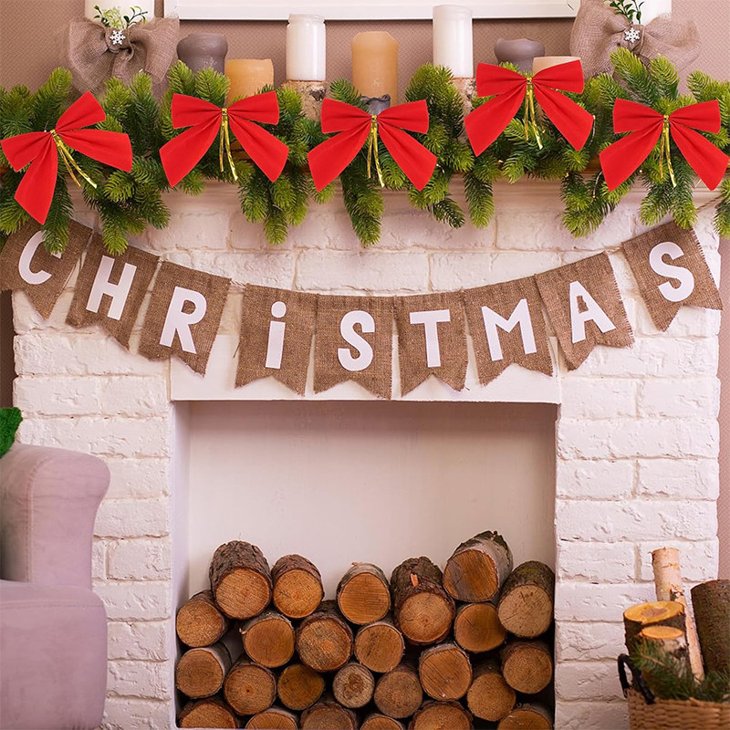 Red Mini Xmas Tree Bowknot, Christmas Glitter Bow, Home Decoration, Wedding Decor, Navidad, New Year Party