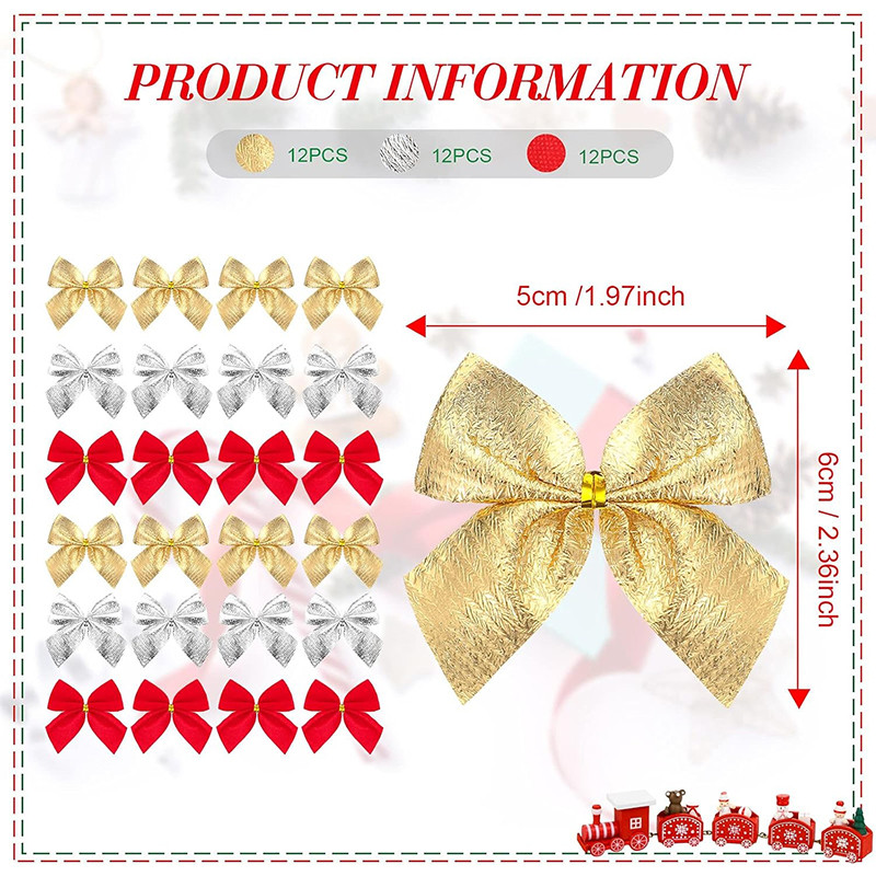 Red Mini Xmas Tree Bowknot, Christmas Glitter Bow, Home Decoration, Wedding Decor, Navidad, New Year Party