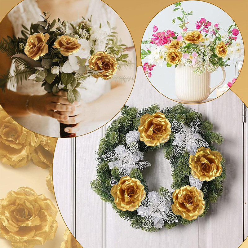 Fake Rose Flowers, Artificial Bulk Roses for Wedding Party, Home Room Halloween Thanksgiving Christmas Decor