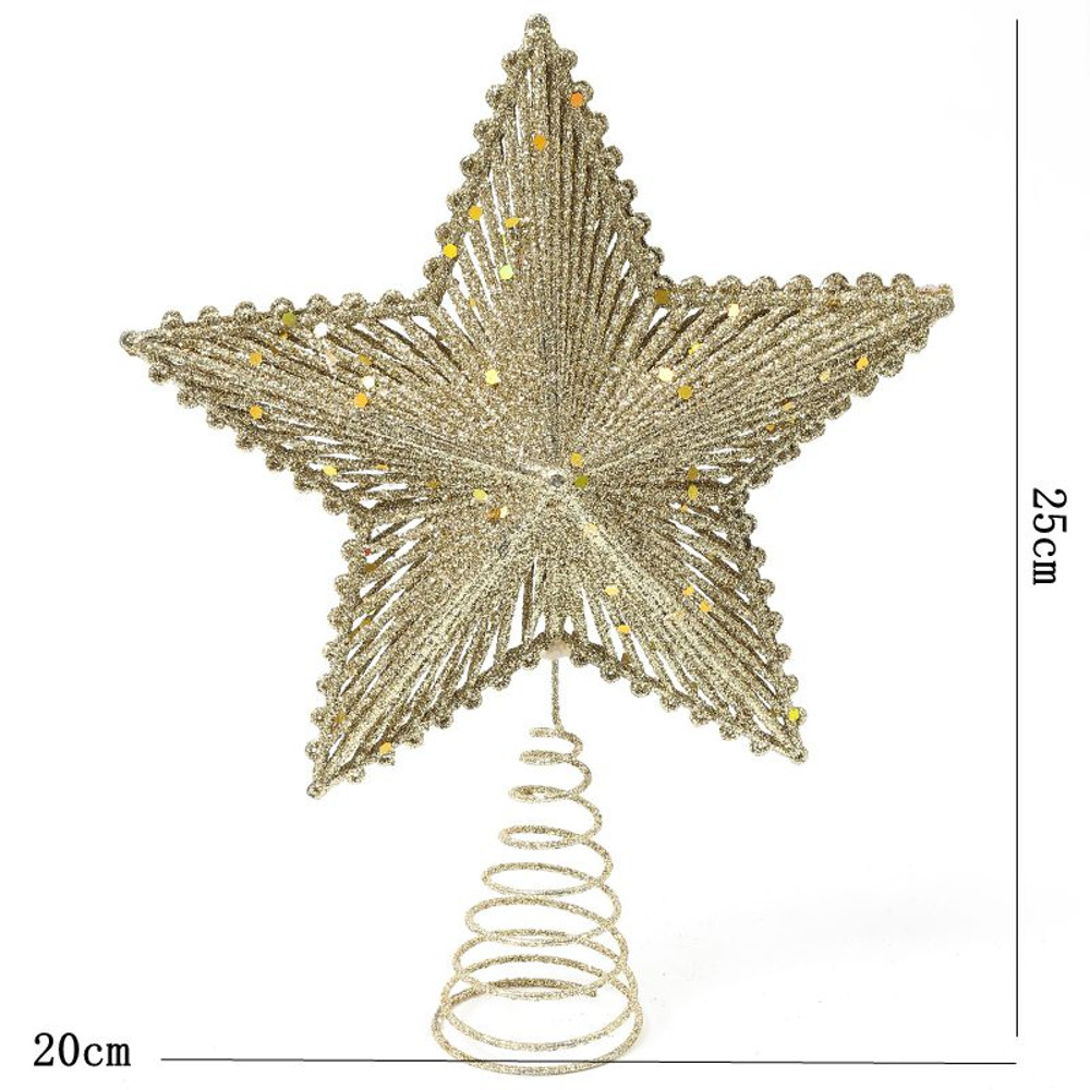 Iron Star Christmas Decor Red Glitter Tree Topper Sparkling Xmas Tree Ornament Navidad New Year Nat 6