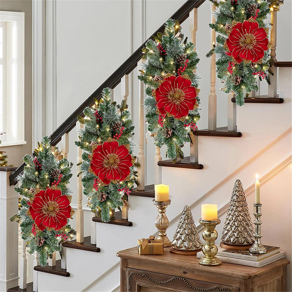 Christmas Flowers Bouquet, Velvet Artificial Magnolia, Home Room Decoration, Christmas Tree Ornaments, New Year Gift