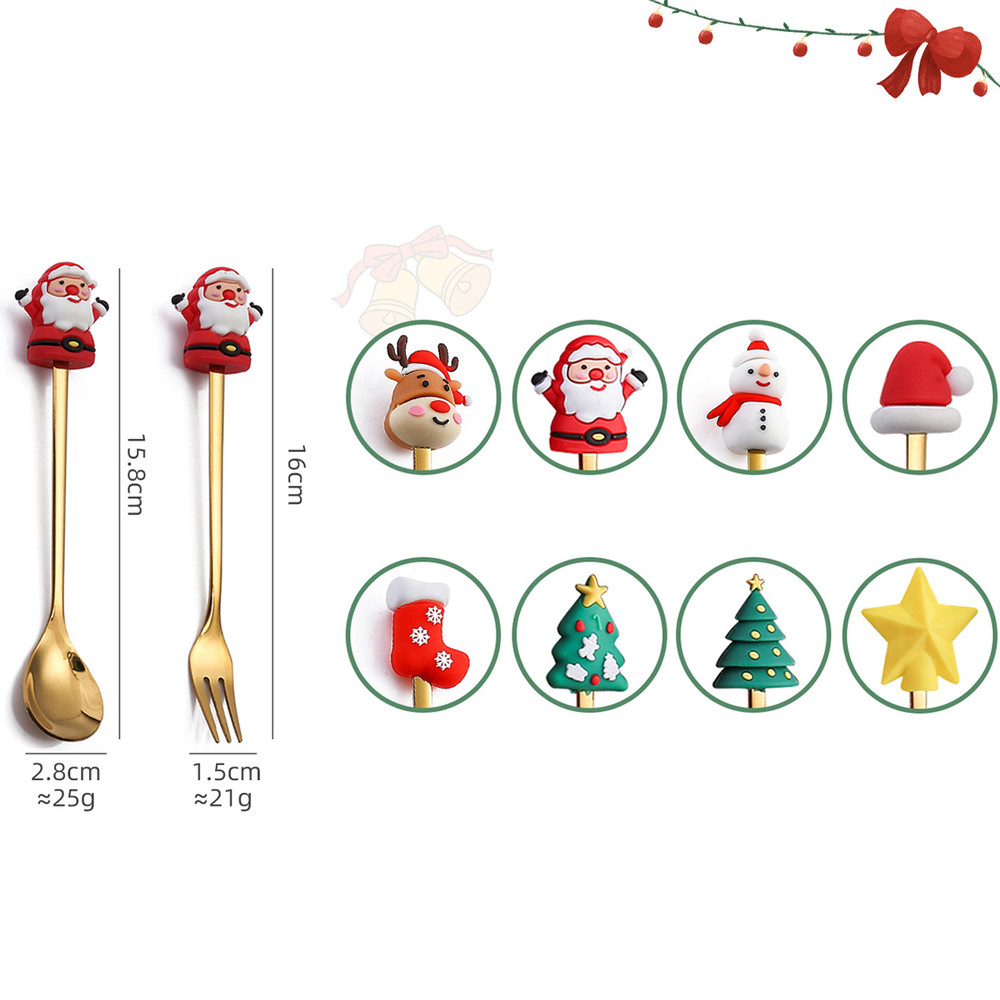 Stainless Steel Leeseph Spoons Christmas Pendant Coffee Spoon Tea Dessert Spoon Xmas Party Gift Set 5