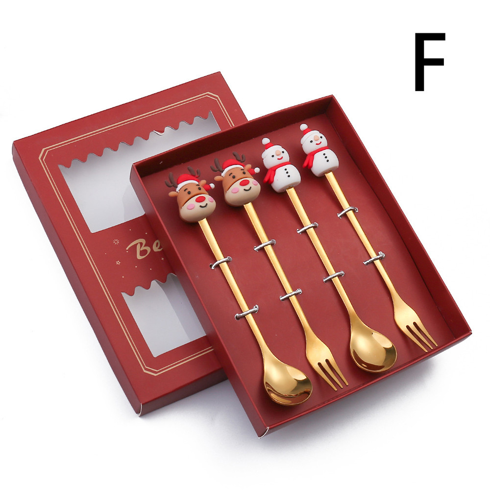 Stainless Steel Leeseph Spoons Christmas Pendant Coffee Spoon Tea Dessert Spoon Xmas Party Gift Set 9