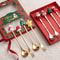 Christmas Gift Set Gold Silver Cutlery Spoon Fork Set Elk Tree Decoration Dessert Scoop Fruit Fork 0