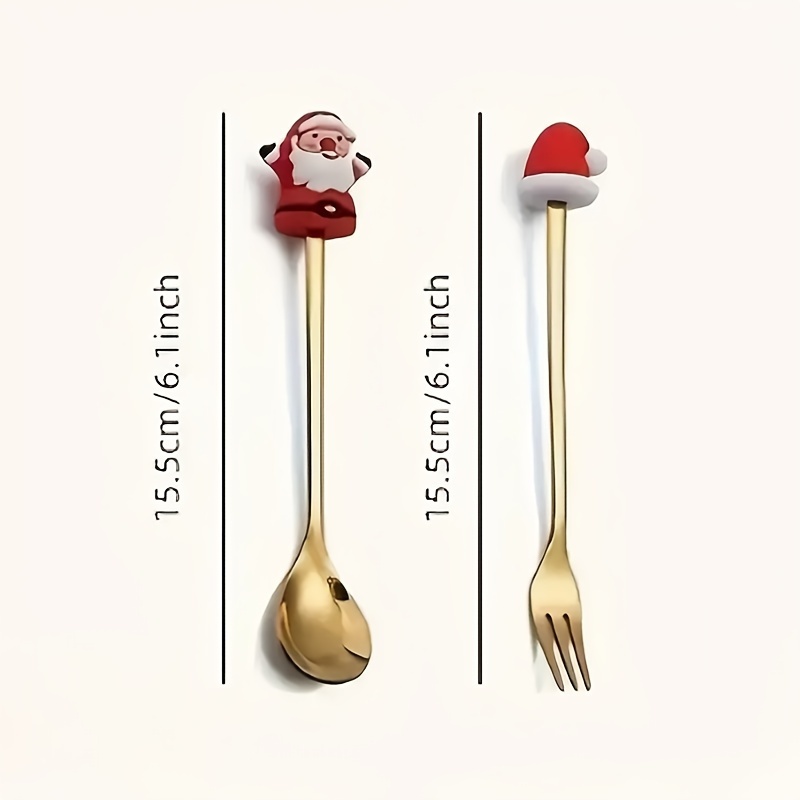 Christmas Stainless Steel Creative, 1 Set Xmas Party Fork Spoon Kits, Tableware Set Gold Spoon Forks, Decoration Cutlery