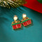 Necklace Set For Women Christmas Metal Earrings Dripping Oil Santa Claus Bowknot Hat Xmas Tree Chok