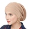 Womens Solid Color Crinkle Hijab Elastic Head Wrap Bonnet Head Scarf Chemotherapy Turban 11