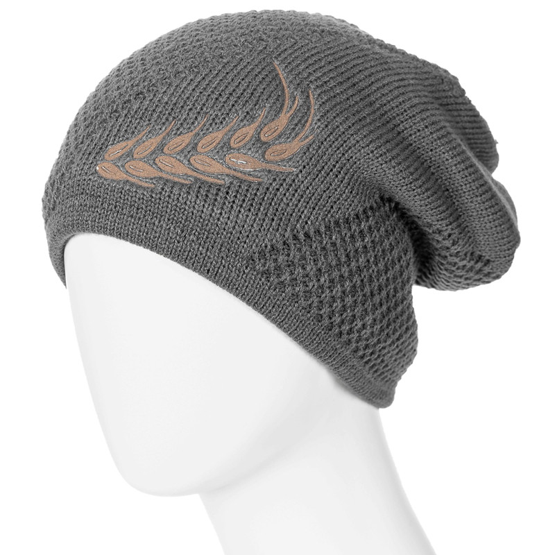 Fur Lined Thick Ski Beanie Cap, Unisex Warm Winter Beanie, Knitted Hat Men Women, Hat Fashion Wheat Embroidered