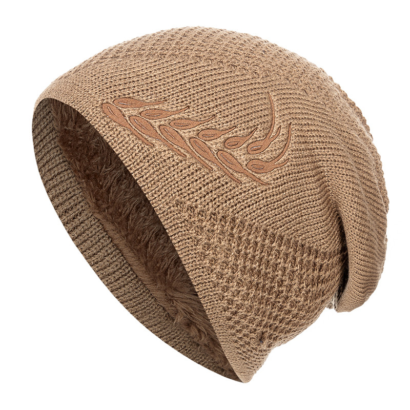 Fur Lined Thick Ski Beanie Cap, Unisex Warm Winter Beanie, Knitted Hat Men Women, Hat Fashion Wheat Embroidered