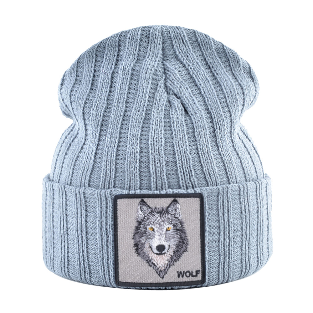 Unisex Knitting Streetwear, Hip Hop Bonnet Caps, New Fashion Knitted Hats For Men, Women Wolf Pattern Skullies