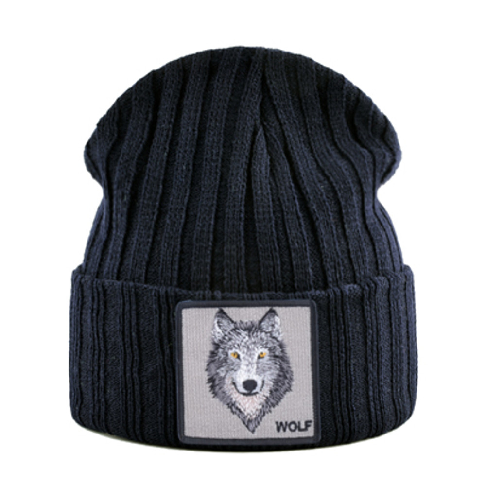 Unisex Knitting Streetwear, Hip Hop Bonnet Caps, New Fashion Knitted Hats For Men, Women Wolf Pattern Skullies