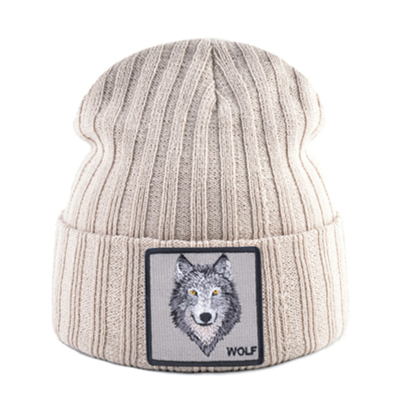 Unisex Knitting Streetwear, Hip Hop Bonnet Caps, New Fashion Knitted Hats For Men, Women Wolf Pattern Skullies
