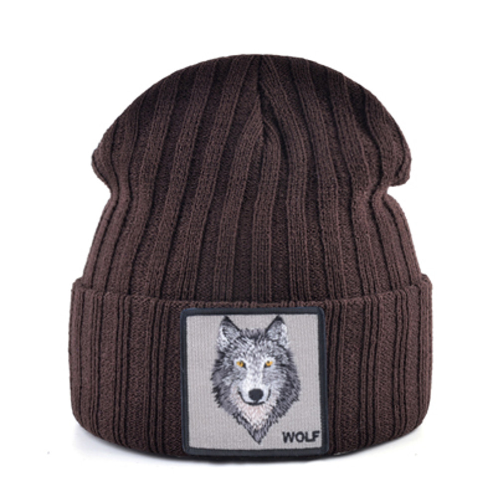 Unisex Knitting Streetwear, Hip Hop Bonnet Caps, New Fashion Knitted Hats For Men, Women Wolf Pattern Skullies