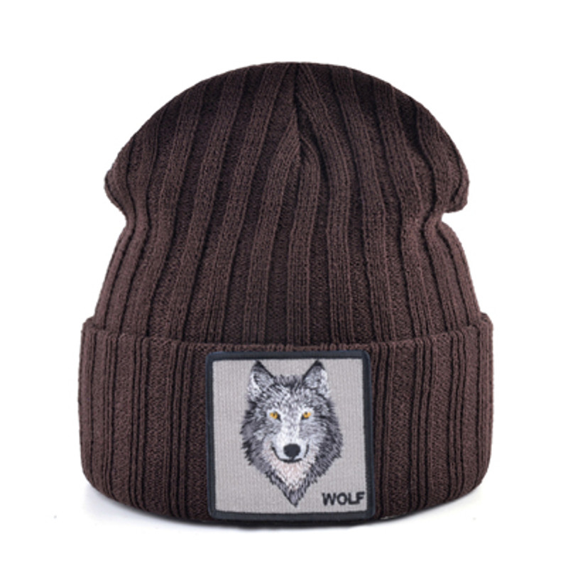 Unisex Knitting Streetwear, Hip Hop Bonnet Caps, New Fashion Knitted Hats For Men, Women Wolf Pattern Skullies