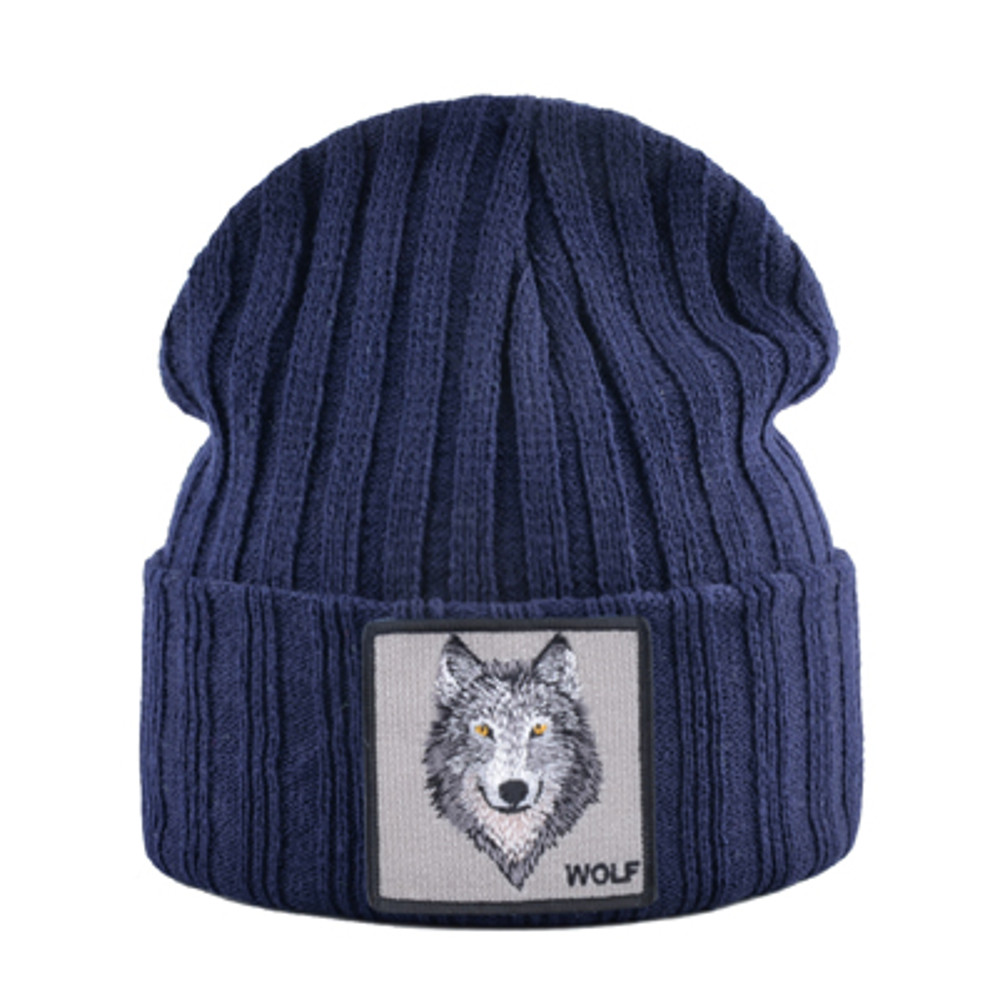 Unisex Knitting Streetwear, Hip Hop Bonnet Caps, New Fashion Knitted Hats For Men, Women Wolf Pattern Skullies