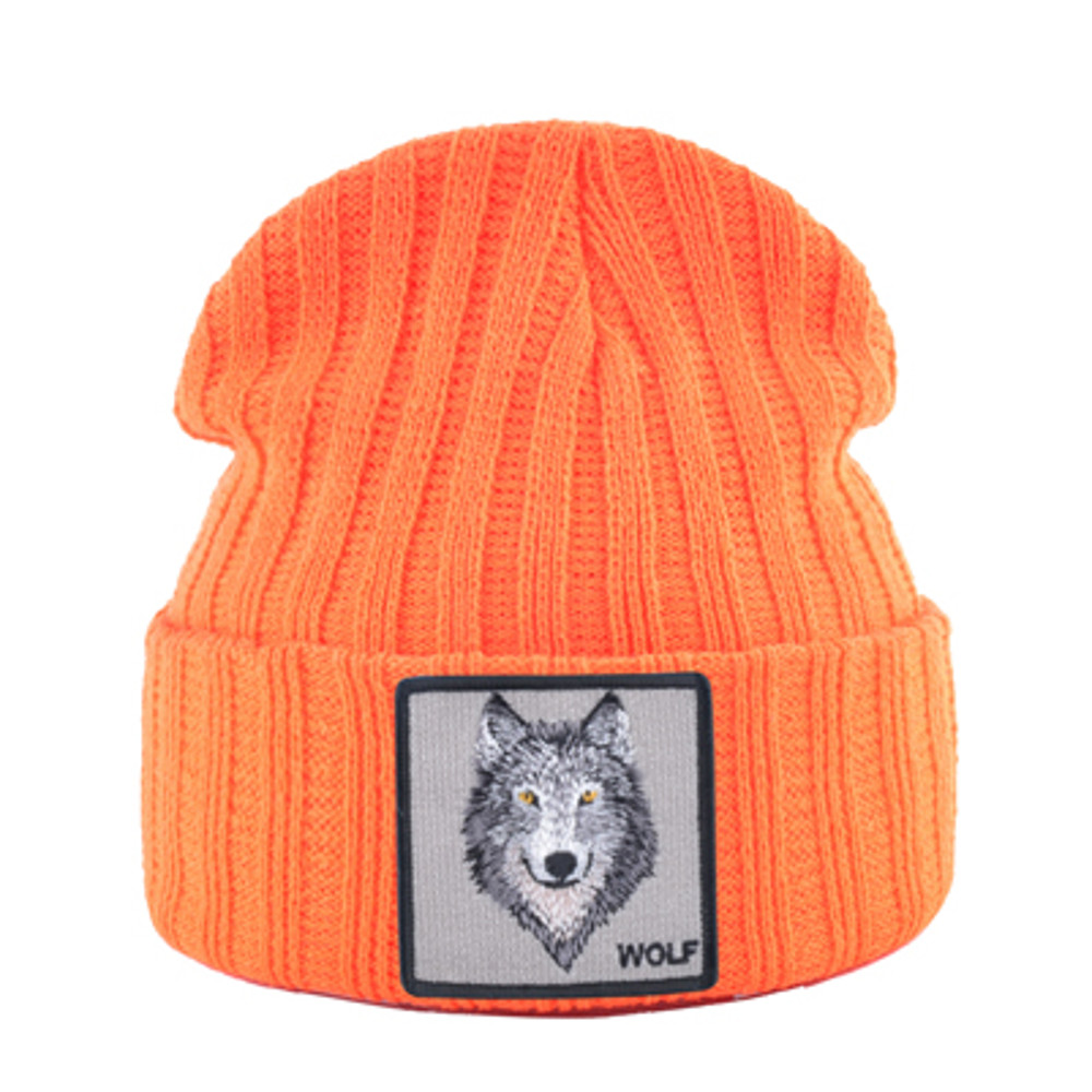 Unisex Knitting Streetwear, Hip Hop Bonnet Caps, New Fashion Knitted Hats For Men, Women Wolf Pattern Skullies